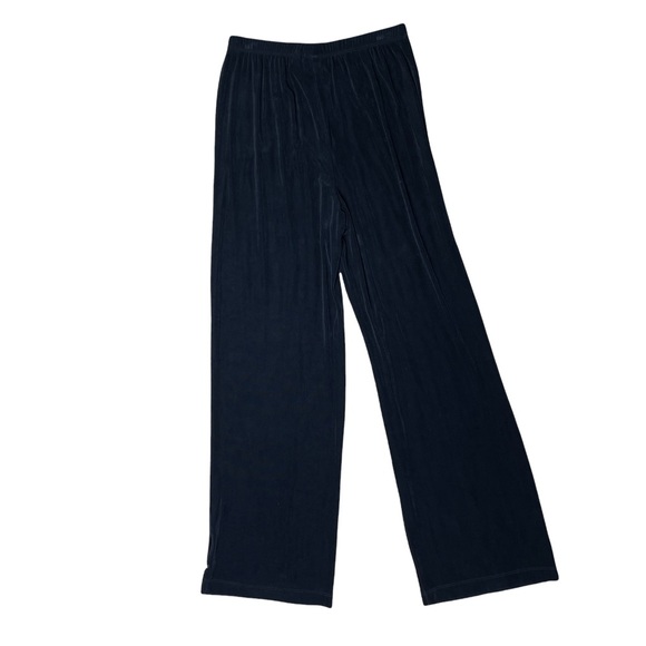 Chicos Travelers Split Sleeve Top Pant 2 Pc Set Sz 1 Black Wide Leg Pant Crystal - Picture 7 of 9